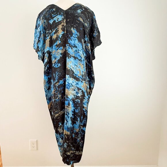 Beatrice .b Kaftan Midi Dress Small (4) Printed Pattern Blue Black Gold - Picture 5 of 11